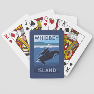 Whidbey Island, WashingtonOrca and Calf Playing Cards