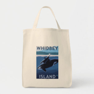 Whidbey Island, WashingtonOrca and Calf Tote Bag