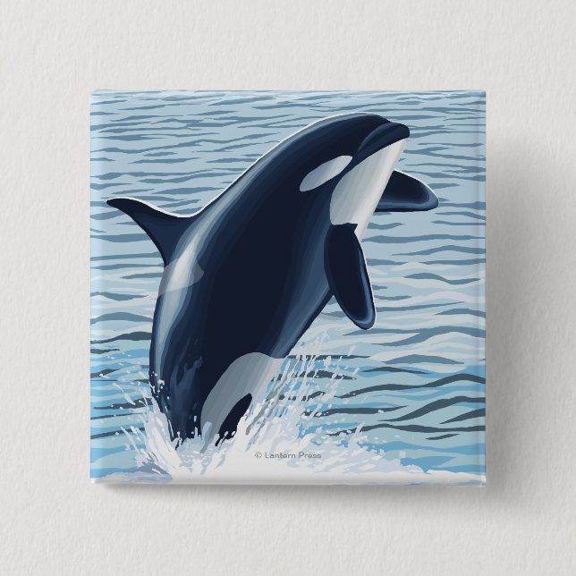 Whidbey Island, WashingtonOrca Jumping 15 Cm Square Badge (Front)