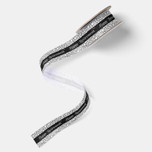 Whiite Sparkling Gemstones Happy Retirement Satin Ribbon