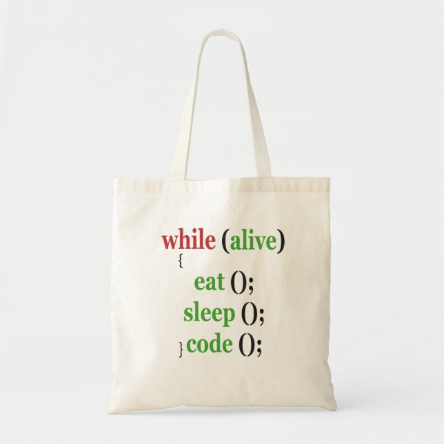 While Alive Eat Sleep Code Funny PRogrammer Gift Tote Bag (Front)