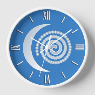 While Crescent Moon Spiral Clock