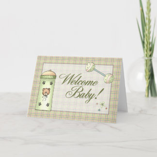 Whimical Plaid Welcome Baby Announcement