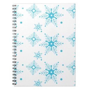 Whimiscal Christmas Blue Snowflakes Patterned Notebook
