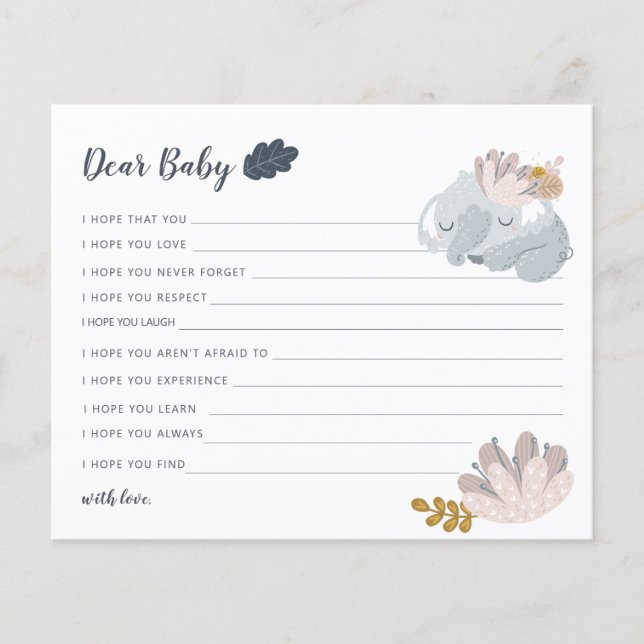Whimiscal Elephant flowers wishes for baby Holiday Flyer (Front)