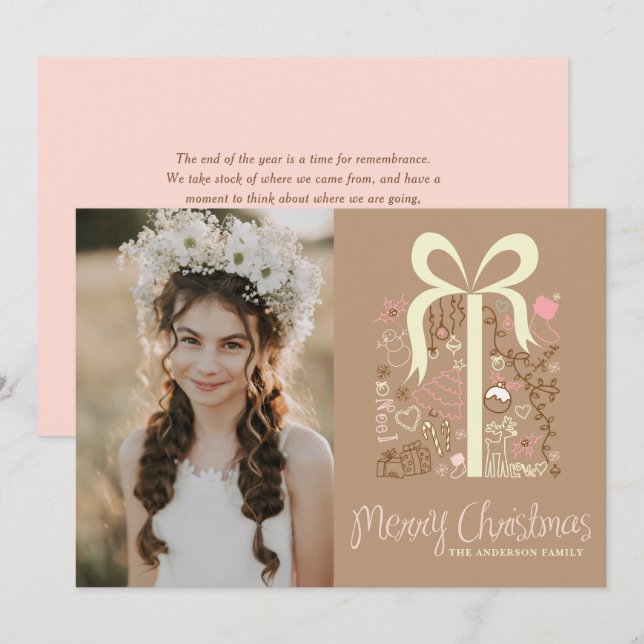 Whimiscal Gift Merry Christmas Photo Holiday Card (Front/Back)