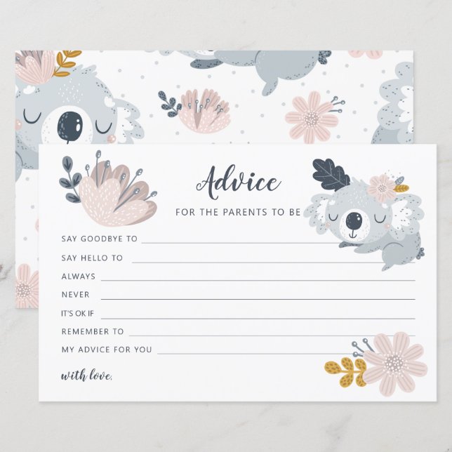 Whimiscal Koala flowers Advice for parents to be (Front/Back)