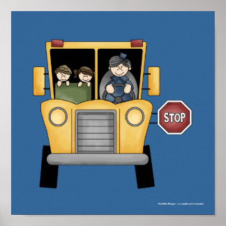 Whimiscal School Bus with Kids & Driver Print