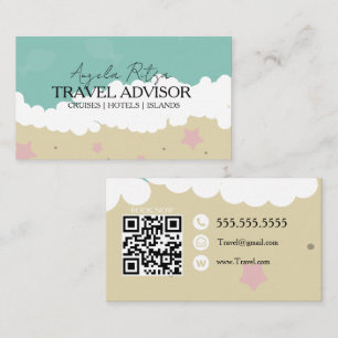Whimiscal Travel Advisor Consultant Agency Beach Business Card