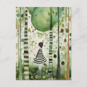 Whimiscal Woman in the Forest Postcard