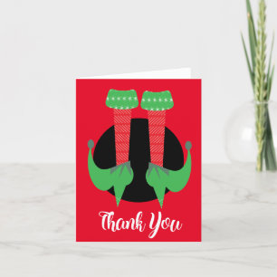 Whimisical Christmas Elf Feet Heels Thank You Card