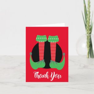 Whimisical Christmas Elf Feet Thank You Card