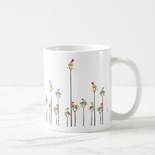 Whimscal Tweet Birds & Colourful Dotted Trees Mug