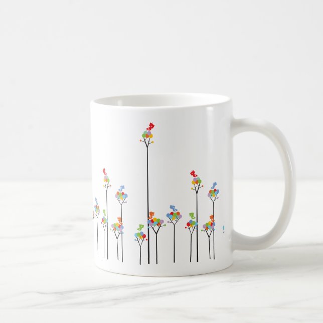 Whimscal Tweet Birds & Colourful Dotted Trees Mug (Right)