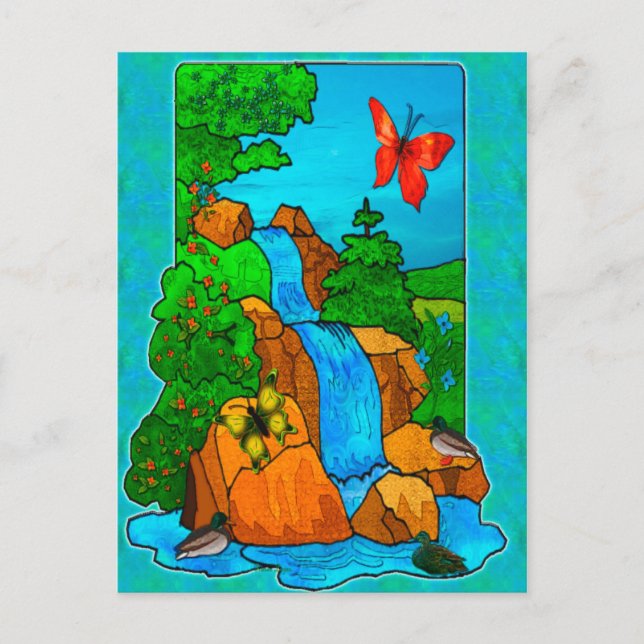 Whimsey Falls Nature Fantasy Art Postcard (Front)