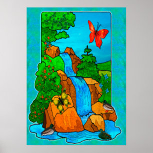 Whimsey Falls Nature Fantasy Poster