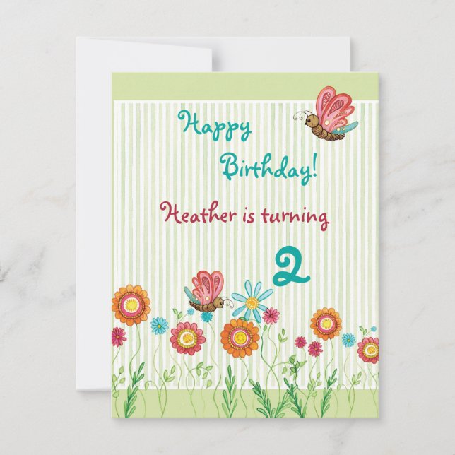 Whimsey Flowers Girl Birthday Party Invitation (Front)