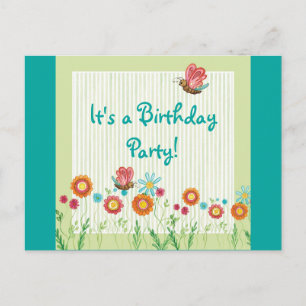 Whimsey Flowers Girl Birthday Party Invitation