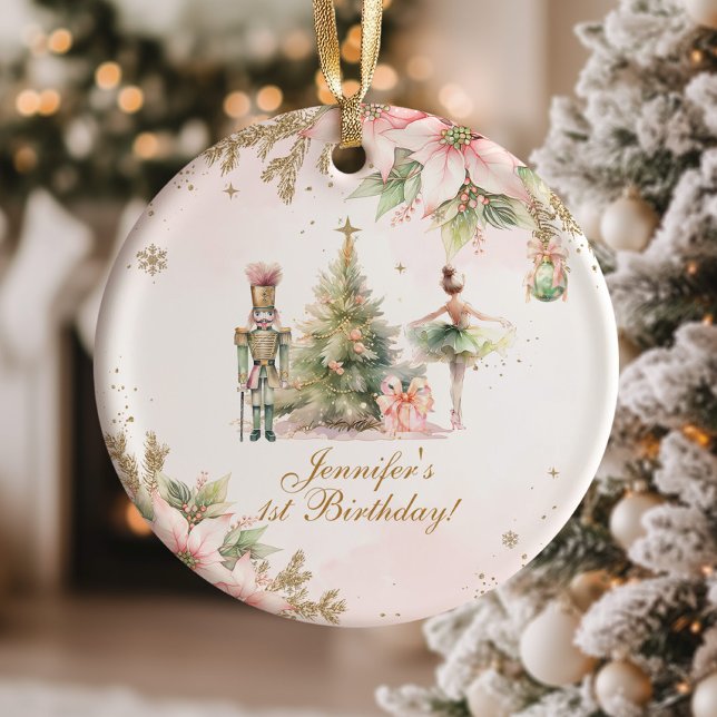 Whimsical 1st Birthday gold foil snowflakes Ornament (Creator Uploaded)