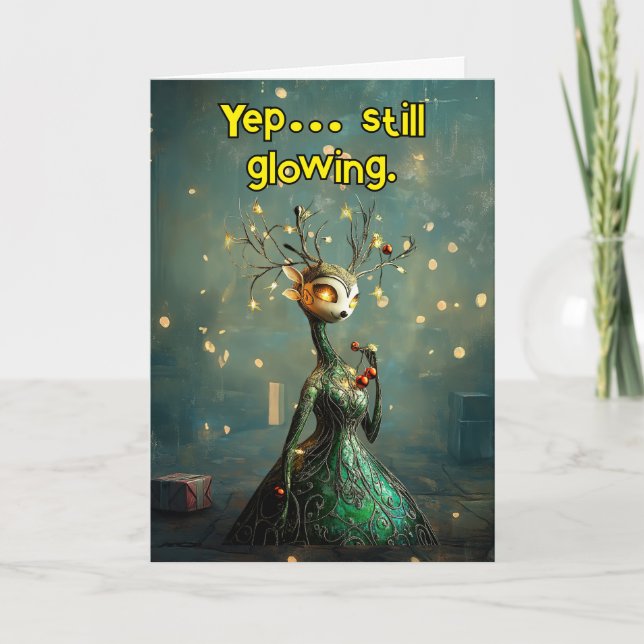 *~* Whimsical 33 Glow Funny Magical Christmas AP97 Thank You Card (Front)