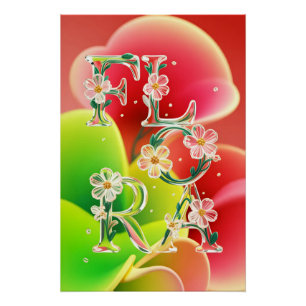 Whimsical 3D Glass Flora Typography Poster