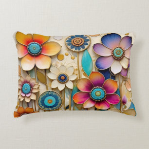 Whimsical 3D papercut flowers Decorative Cushion
