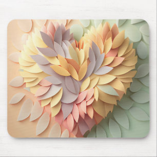 Whimsical 3D Pastel Paper Heart Mouse Mat