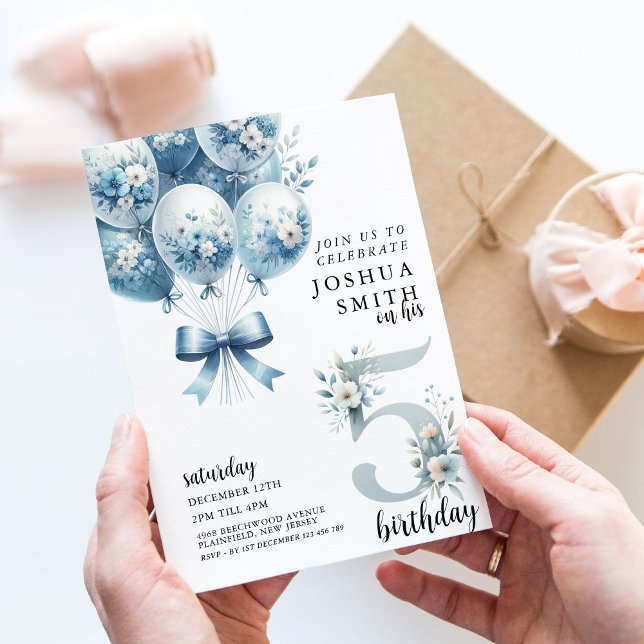 Whimsical 5th Boys Birthday  Invitation (Creator Uploaded)