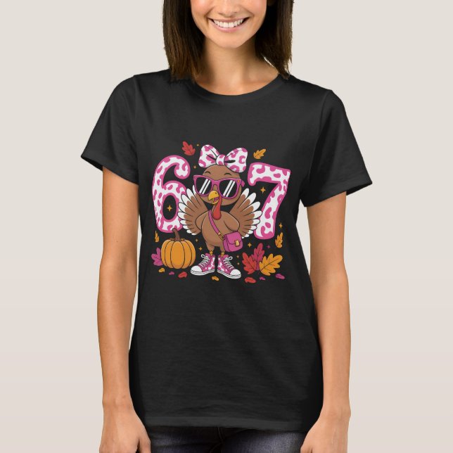 Whimsical 67th Birthday Turkey T-Shirt, Autumn Cel T-Shirt (Front)