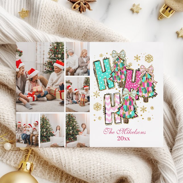 Whimsical 6 Photo  Ho Ho Ho Christmas Family  Holiday Card (Creator Uploaded)