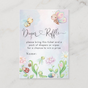 Whimsical A Little Love Bug Rainbow Diaper Raffle Enclosure Card