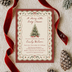 Whimsical A Merry Little Christmas Baby Shower Invitation