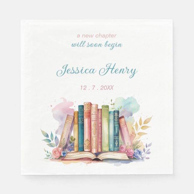 Whimsical A New Chapter Book Bridal Shower  Napkin (Front)