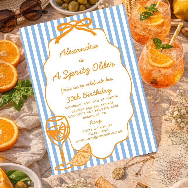 Whimsical A Spritz Older Aperol Spritz Birthday Invitation (Creator Uploaded)