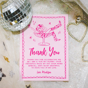 Whimsical A Tini Bit Older Hot Pink Birthday Party Thank You Card
