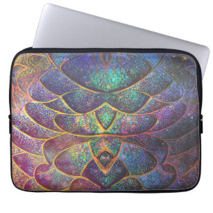 Whimsical Abstract Dragon Scales Cool Fractal Art Laptop Sleeve