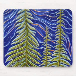 Whimsical Abstract Evergreens Mouse Mat
