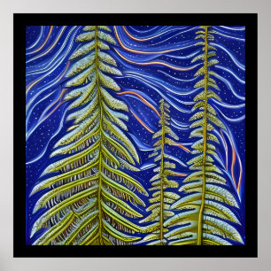Whimsical Abstract Evergreens Poster