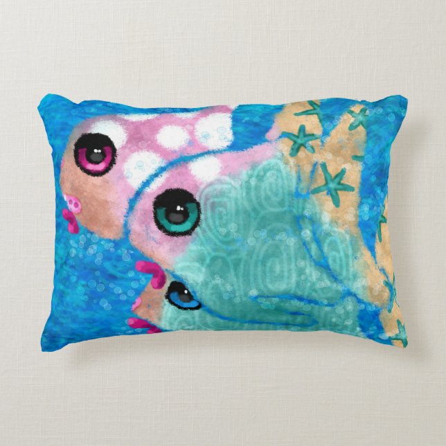 Whimsical Abstract Fish Accent Throw Pillow (Front)
