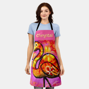 Whimsical Abstract Flamingo Bird Personalised Apron