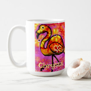 Whimsical Abstract Flamingo Bird Personalised Coffee Mug