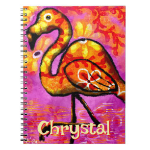 Whimsical Abstract Flamingo Bird Personalised Notebook