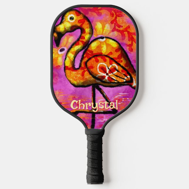  Whimsical Abstract Flamingo Bird Personalised Pickleball Paddle (Front)