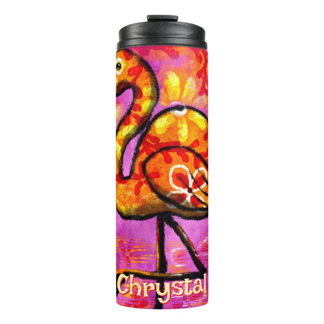  Whimsical Abstract Flamingo Bird Personalised Thermal Tumbler (Front)