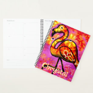Whimsical Abstract Flamingo Bird Personalized Planner