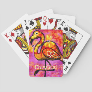 Whimsical Abstract Flamingo Bird Personalized Playing Cards