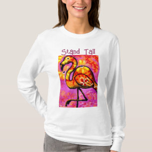Whimsical Abstract Flamingo Pink Orange Floral T-Shirt