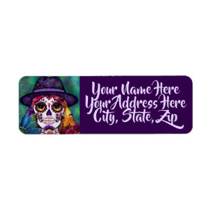 Whimsical Abstract Floral Hippie Sugar Skull