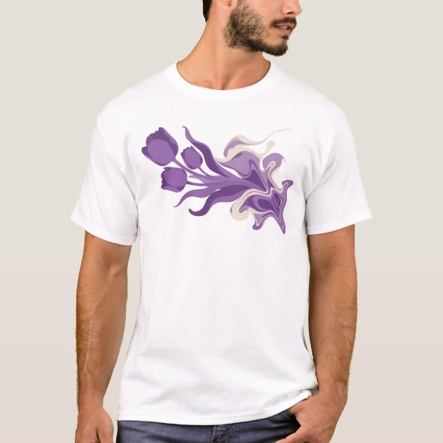 Whimsical ABSTRACT FLOWER Visual Design T-Shirt (Front)