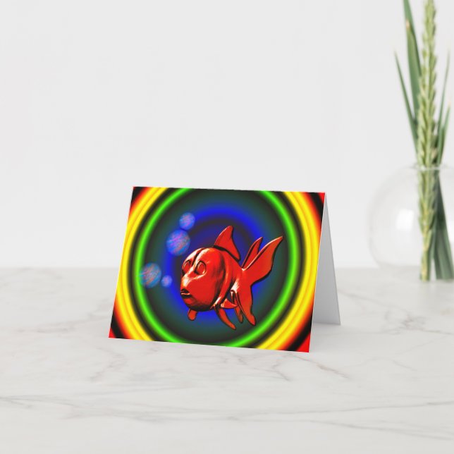 Whimsical Abstract Goldfish Note Card (Front)